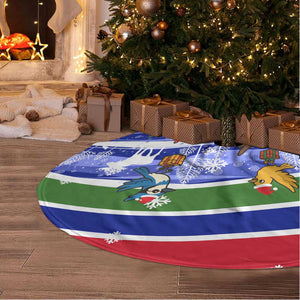 Gambia Christmas Tree Skirt Santa Birds Gift Boxes Forest Scene and Snowflake - African Pride