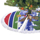 Gambia Christmas Tree Skirt Santa Birds Gift Boxes Forest Scene and Snowflake - African Pride