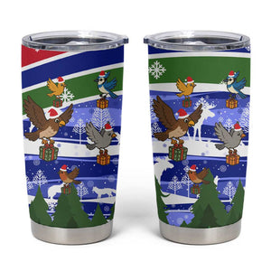 Gambia Christmas Tumbler Cup Santa Birds Gift Boxes Forest Scene and Snowflake - African Pride