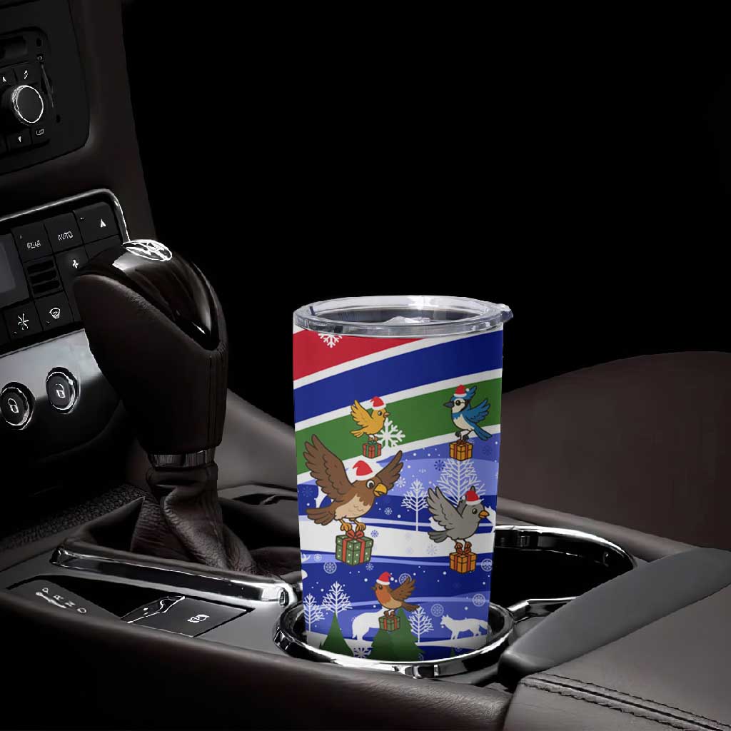 Gambia Christmas Tumbler Cup Santa Birds Gift Boxes Forest Scene and Snowflake - African Pride