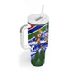 Gambia Christmas Tumbler With Handle Santa Birds Gift Boxes Forest Scene and Snowflake - African Pride