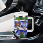 Gambia Christmas Tumbler With Handle Santa Birds Gift Boxes Forest Scene and Snowflake - African Pride