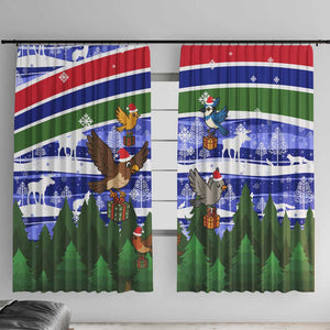 Gambia Christmas Window Curtain Santa Birds Gift Boxes Forest Scene and Snowflake - African Pride