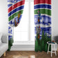Gambia Christmas Window Curtain Santa Birds Gift Boxes Forest Scene and Snowflake - African Pride