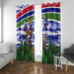 Gambia Christmas Window Curtain Santa Birds Gift Boxes Forest Scene and Snowflake - African Pride