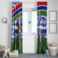 Gambia Christmas Window Curtain Santa Birds Gift Boxes Forest Scene and Snowflake - African Pride