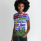 Gambia Christmas Women Polo Shirt Santa Birds Gift Boxes Forest Scene and Snowflake - African Pride
