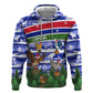 Gambia Christmas Zip Hoodie Santa Birds Gift Boxes Forest Scene and Snowflake - African Pride