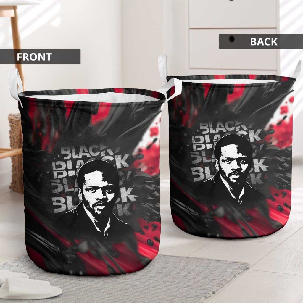 Steve Biko Laundry Basket with Black Consciousness Portrait, Power Fist Symbol and Red-Black Freedom - African Pride