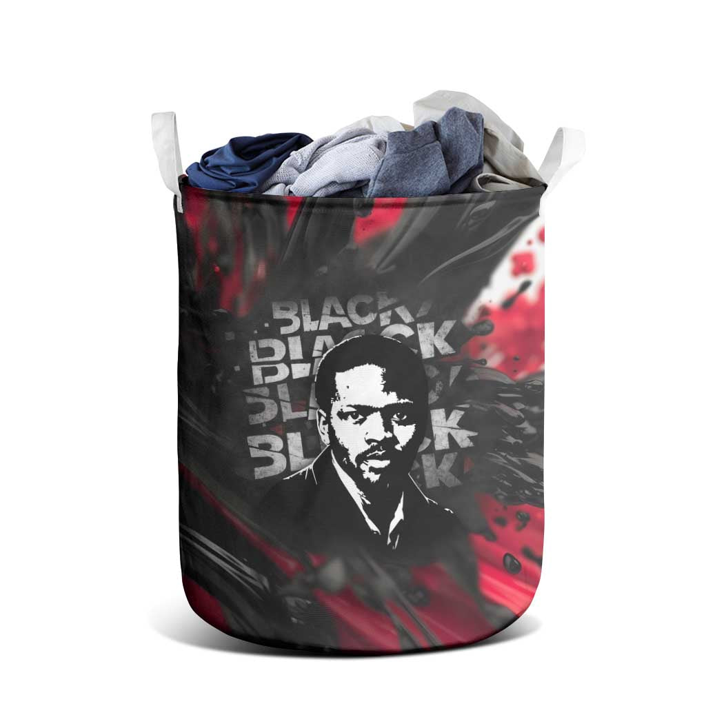 Steve Biko Laundry Basket with Black Consciousness Portrait, Power Fist Symbol and Red-Black Freedom - African Pride