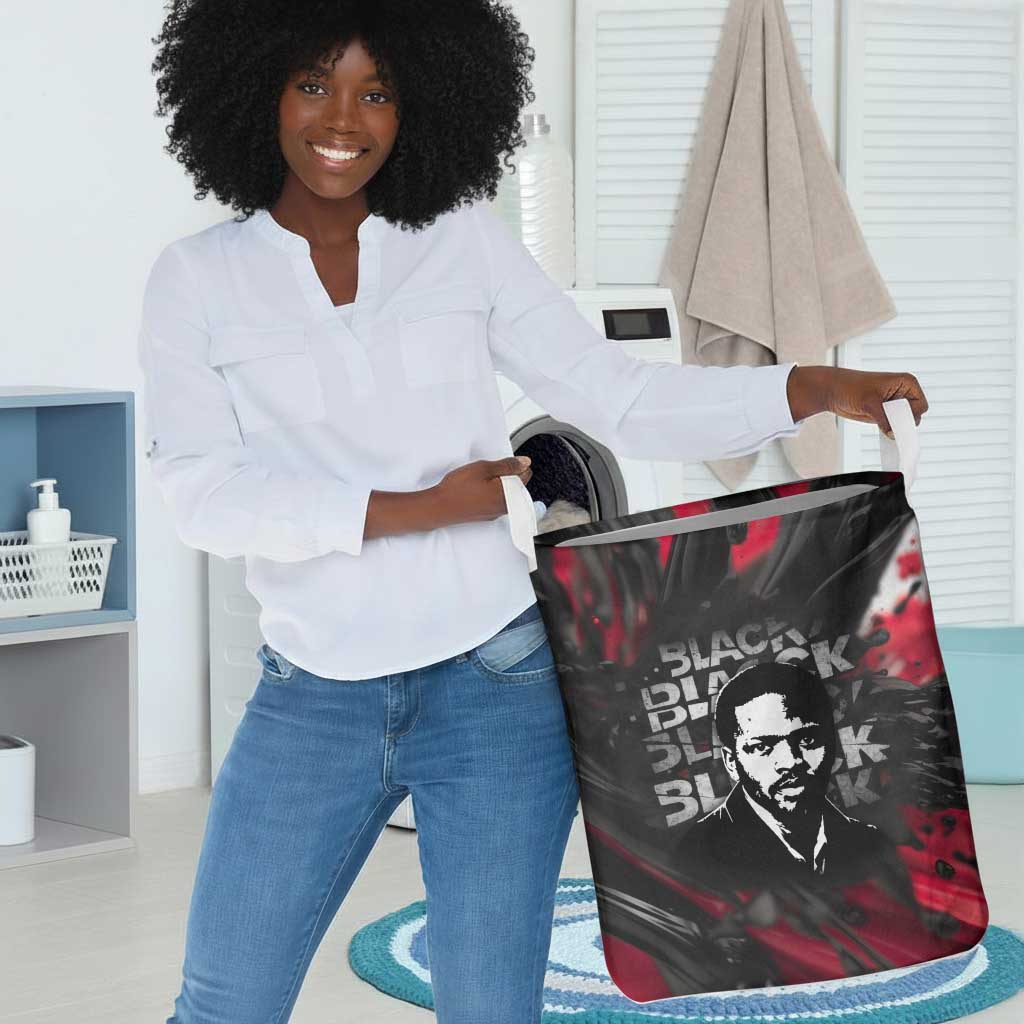Steve Biko Laundry Basket with Black Consciousness Portrait, Power Fist Symbol and Red-Black Freedom - African Pride