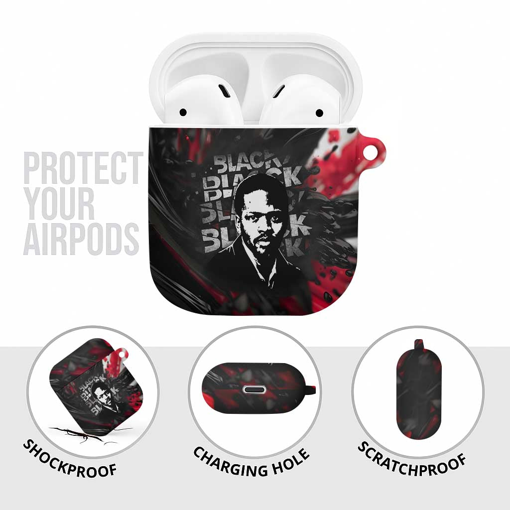 Steve Biko AirPods Case with Black Consciousness Portrait, Power Fist Symbol and Red-Black Freedom - African Pride