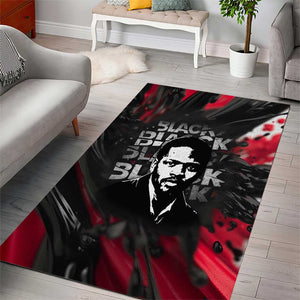 Steve Biko Area Rug with Black Consciousness Portrait, Power Fist Symbol and Red-Black Freedom - African Pride