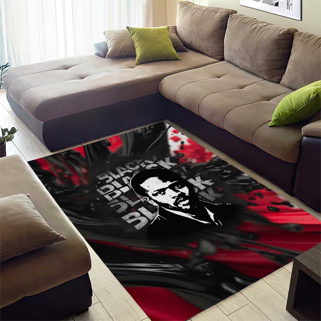 Steve Biko Area Rug with Black Consciousness Portrait, Power Fist Symbol and Red-Black Freedom - African Pride