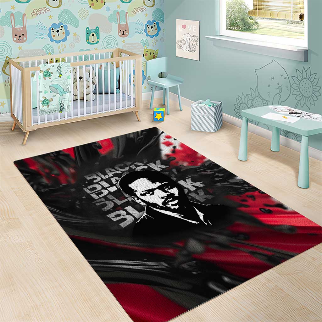 Steve Biko Area Rug with Black Consciousness Portrait, Power Fist Symbol and Red-Black Freedom - African Pride