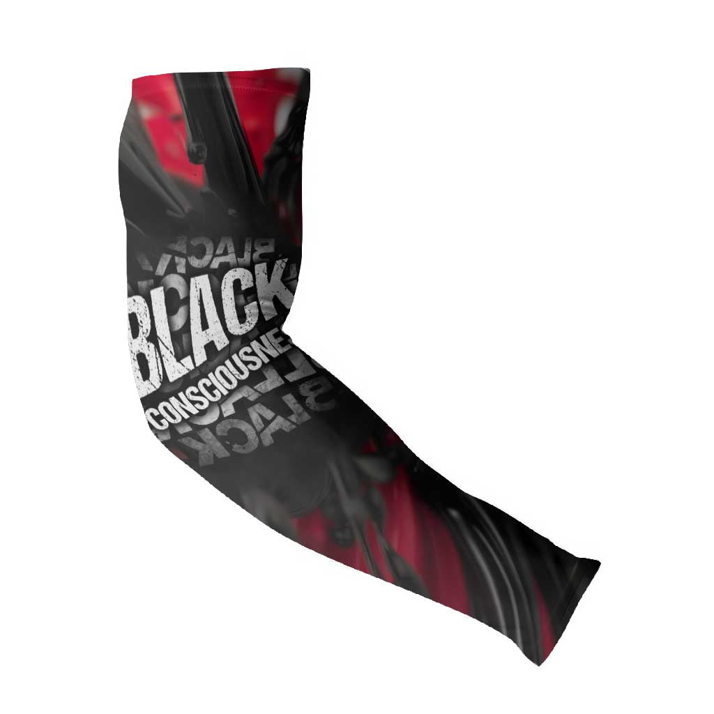 Steve Biko Arm Sleeves with Black Consciousness Portrait, Power Fist Symbol and Red-Black Freedom - African Pride