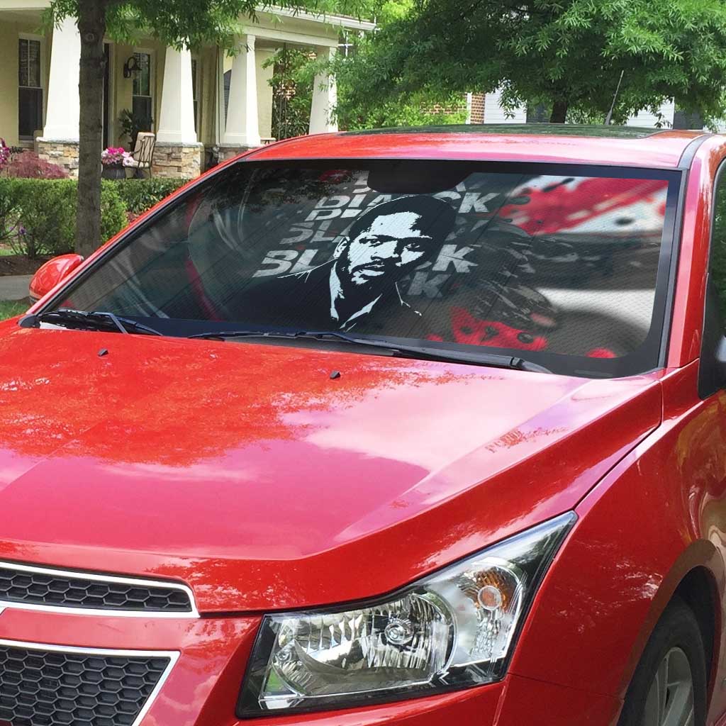 Steve Biko Auto Sun Shade with Black Consciousness Portrait, Power Fist Symbol and Red-Black Freedom - African Pride