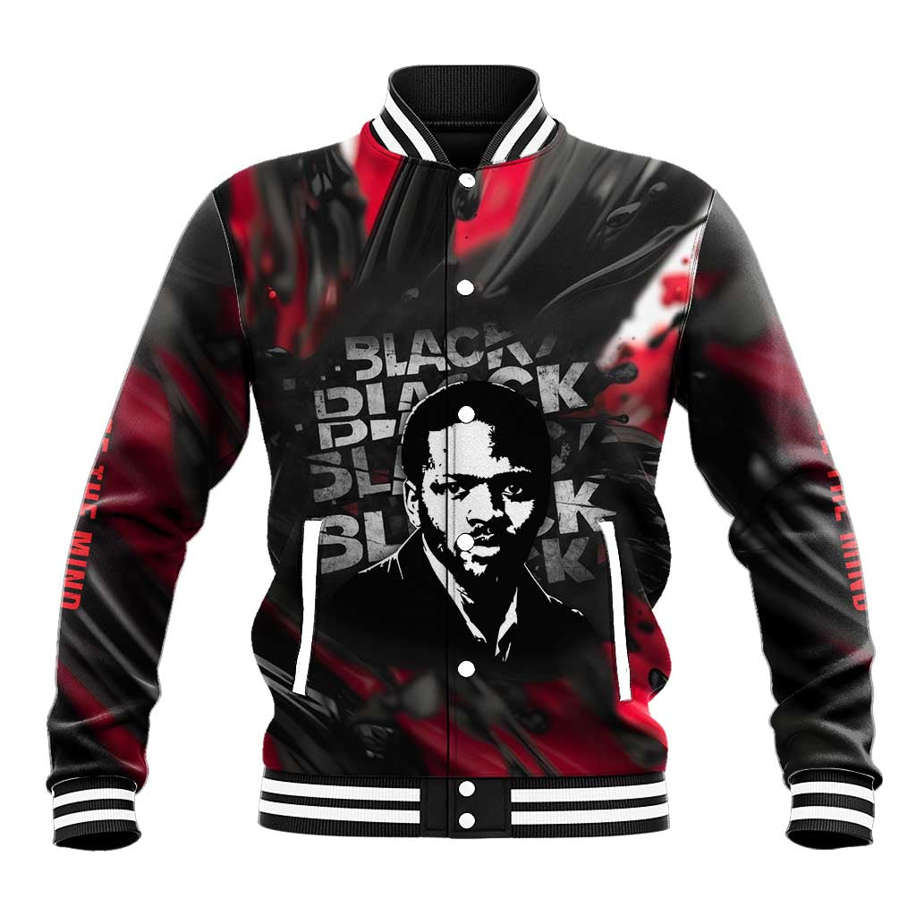 Steve Biko Baseball Jacket with Black Consciousness Portrait, Power Fist Symbol and Red-Black Freedom - African Pride