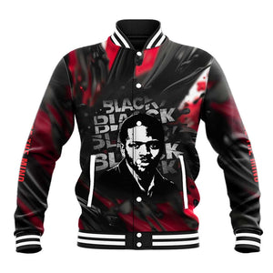 Steve Biko Baseball Jacket with Black Consciousness Portrait, Power Fist Symbol and Red-Black Freedom - African Pride