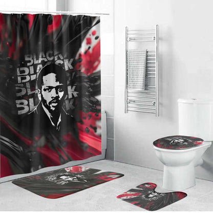 Steve Biko Bathroom Set with Black Consciousness Portrait, Power Fist Symbol and Red-Black Freedom - African Pride