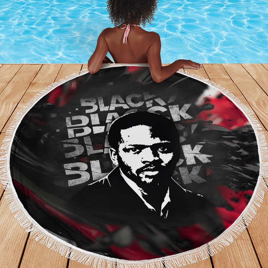 Steve Biko Beach Blanket with Black Consciousness Portrait, Power Fist Symbol and Red-Black Freedom - African Pride