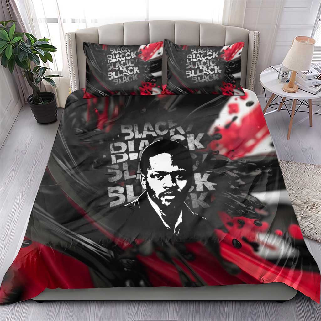 Steve Biko Bedding Set with Black Consciousness Portrait, Power Fist Symbol and Red-Black Freedom - African Pride