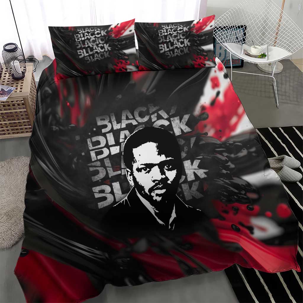 Steve Biko Bedding Set with Black Consciousness Portrait, Power Fist Symbol and Red-Black Freedom - African Pride