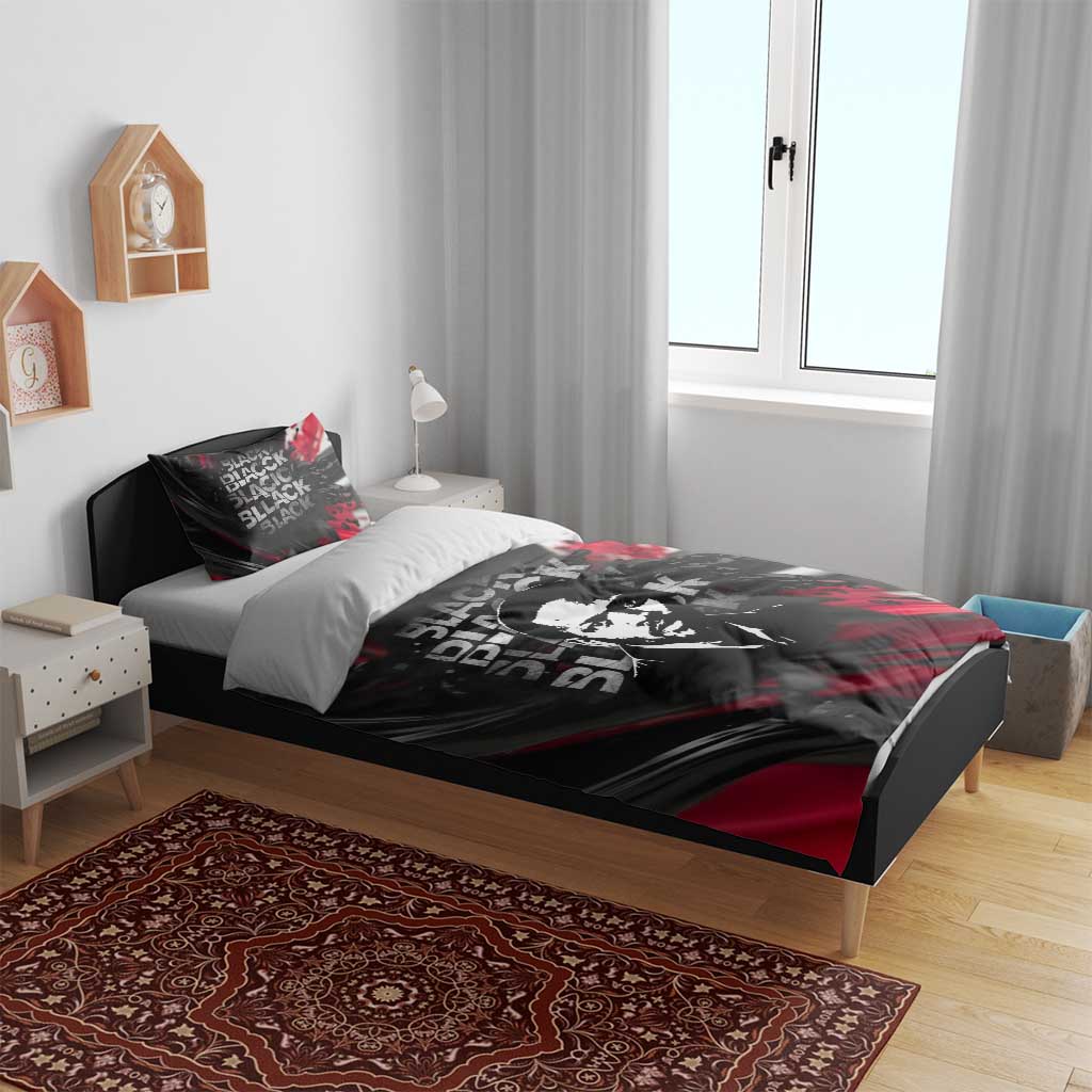 Steve Biko Bedding Set with Black Consciousness Portrait, Power Fist Symbol and Red-Black Freedom - African Pride