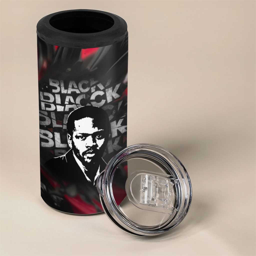 Steve Biko 4 in 1 Can Cooler Tumbler with Black Consciousness Portrait, Power Fist Symbol and Red-Black Freedom - African Pride