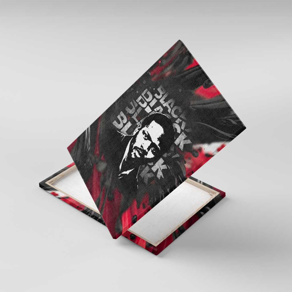 Steve Biko Canvas Wall Art with Black Consciousness Portrait, Power Fist Symbol and Red-Black Freedom - African Pride