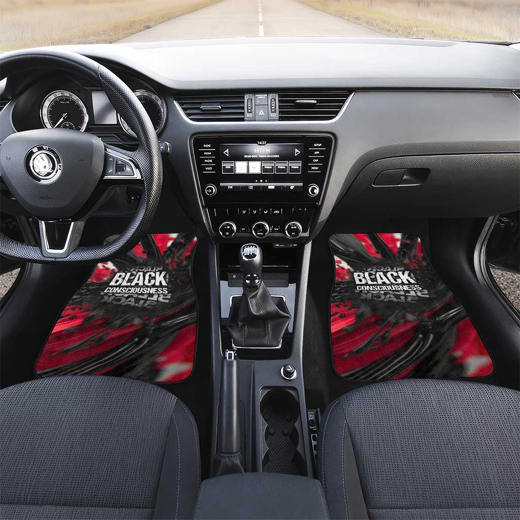 Steve Biko Car Mats with Black Consciousness Portrait, Power Fist Symbol and Red-Black Freedom - African Pride