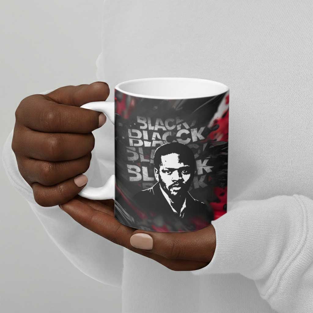 Steve Biko Ceramic Mug with Black Consciousness Portrait, Power Fist Symbol and Red-Black Freedom - African Pride