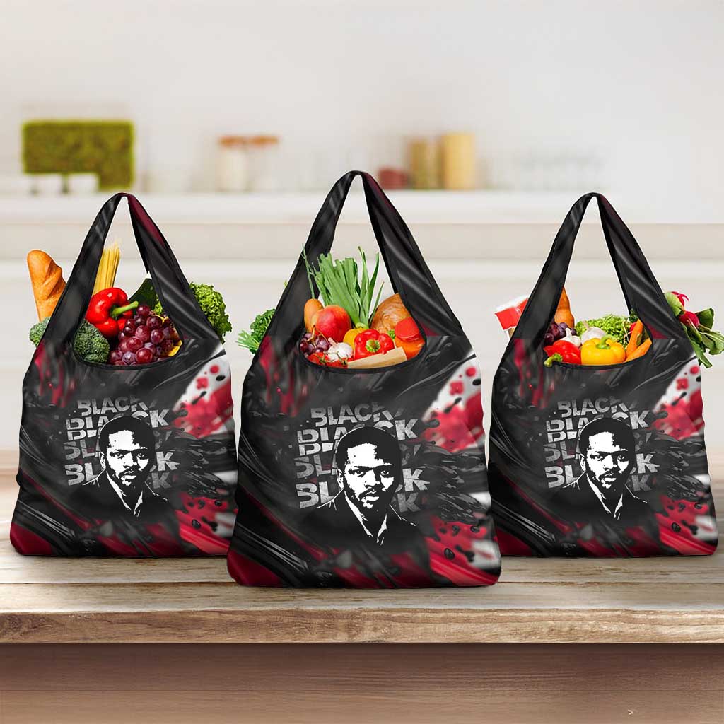 Steve Biko Grocery Bag with Black Consciousness Portrait, Power Fist Symbol and Red-Black Freedom - African Pride