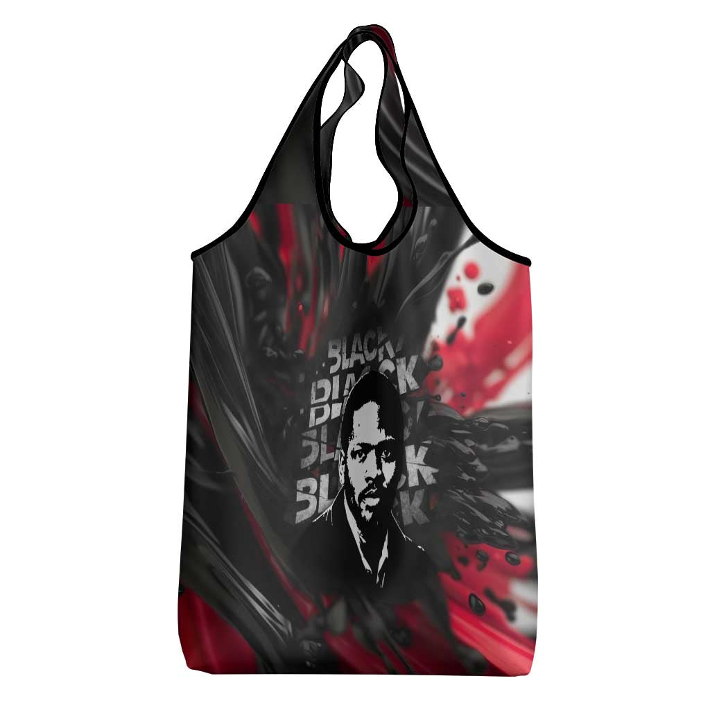 Steve Biko Grocery Bag with Black Consciousness Portrait, Power Fist Symbol and Red-Black Freedom - African Pride