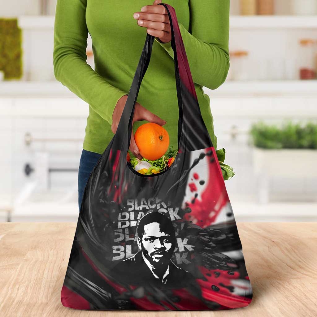 Steve Biko Grocery Bag with Black Consciousness Portrait, Power Fist Symbol and Red-Black Freedom - African Pride