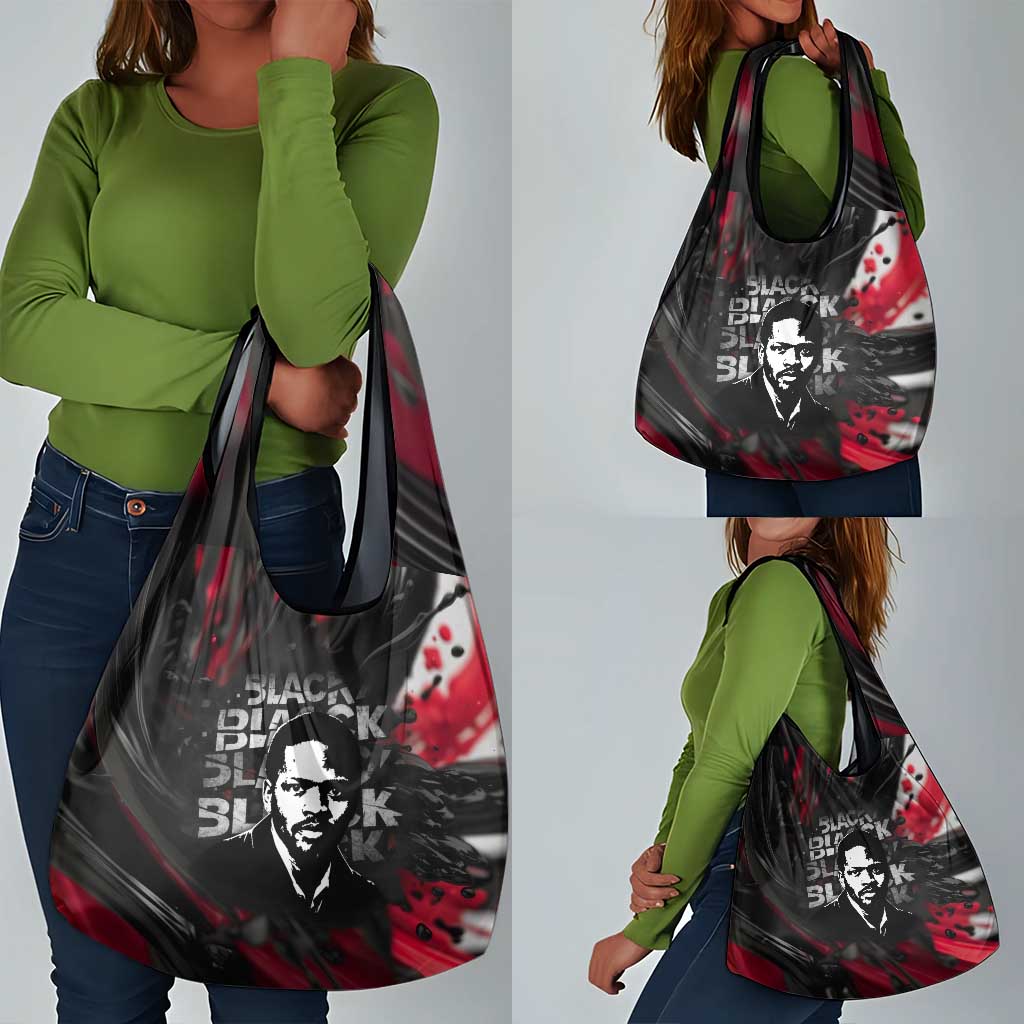 Steve Biko Grocery Bag with Black Consciousness Portrait, Power Fist Symbol and Red-Black Freedom - African Pride