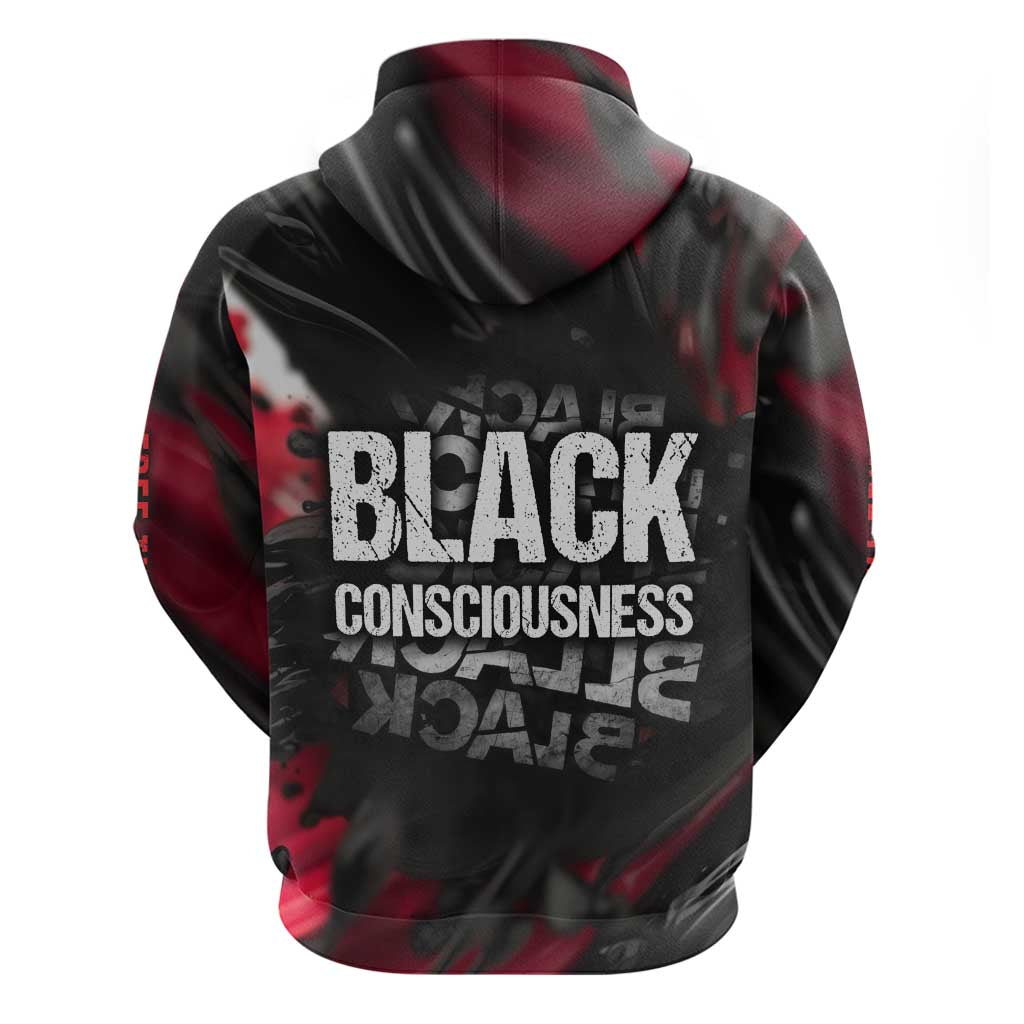 Steve Biko Hoodie with Black Consciousness Portrait, Power Fist Symbol and Red-Black Freedom - African Pride