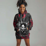 Steve Biko Hoodie Dress with Black Consciousness Portrait, Power Fist Symbol and Red-Black Freedom - African Pride
