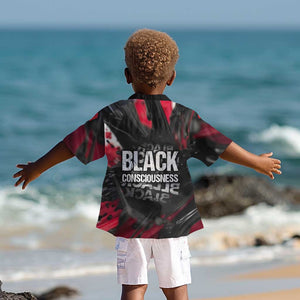 Steve Biko Kid Hawaiian Shirt with Black Consciousness Portrait, Power Fist Symbol and Red-Black Freedom - African Pride