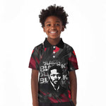 Steve Biko Kid Polo Shirt with Black Consciousness Portrait, Power Fist Symbol and Red-Black Freedom - African Pride