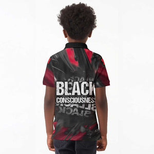 Steve Biko Kid Polo Shirt with Black Consciousness Portrait, Power Fist Symbol and Red-Black Freedom - African Pride