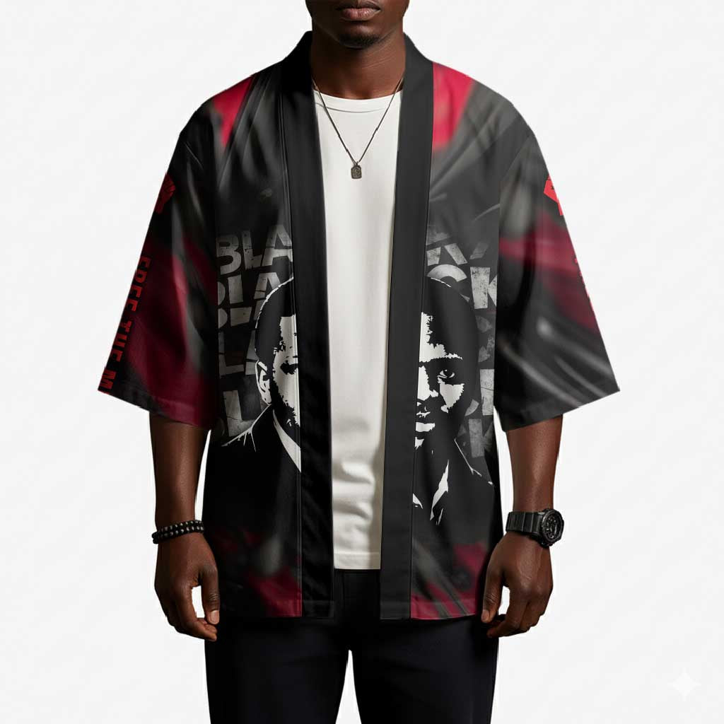 Steve Biko Kimono with Black Consciousness Portrait, Power Fist Symbol and Red-Black Freedom - African Pride