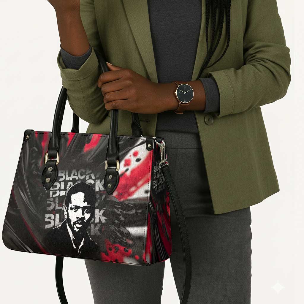 Steve Biko Leather Bag with Black Consciousness Portrait, Power Fist Symbol and Red-Black Freedom - African Pride