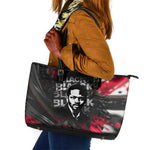 Steve Biko Leather Tote Bag with Black Consciousness Portrait, Power Fist Symbol and Red-Black Freedom - African Pride