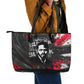 Steve Biko Leather Tote Bag with Black Consciousness Portrait, Power Fist Symbol and Red-Black Freedom - African Pride