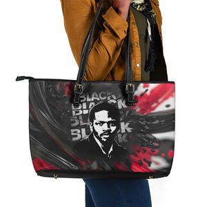 Steve Biko Leather Tote Bag with Black Consciousness Portrait, Power Fist Symbol and Red-Black Freedom - African Pride