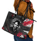Steve Biko Leather Tote Bag with Black Consciousness Portrait, Power Fist Symbol and Red-Black Freedom - African Pride