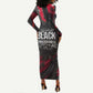 Steve Biko Long Sleeve Bodycon Dress with Black Consciousness Portrait, Power Fist Symbol and Red-Black Freedom - African Pride