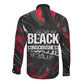 Steve Biko Long Sleeve Button Shirt with Black Consciousness Portrait, Power Fist Symbol and Red-Black Freedom - African Pride