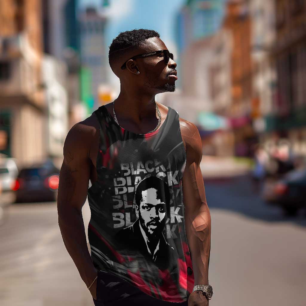 Steve Biko Men Tank Top with Black Consciousness Portrait, Power Fist Symbol and Red-Black Freedom - African Pride